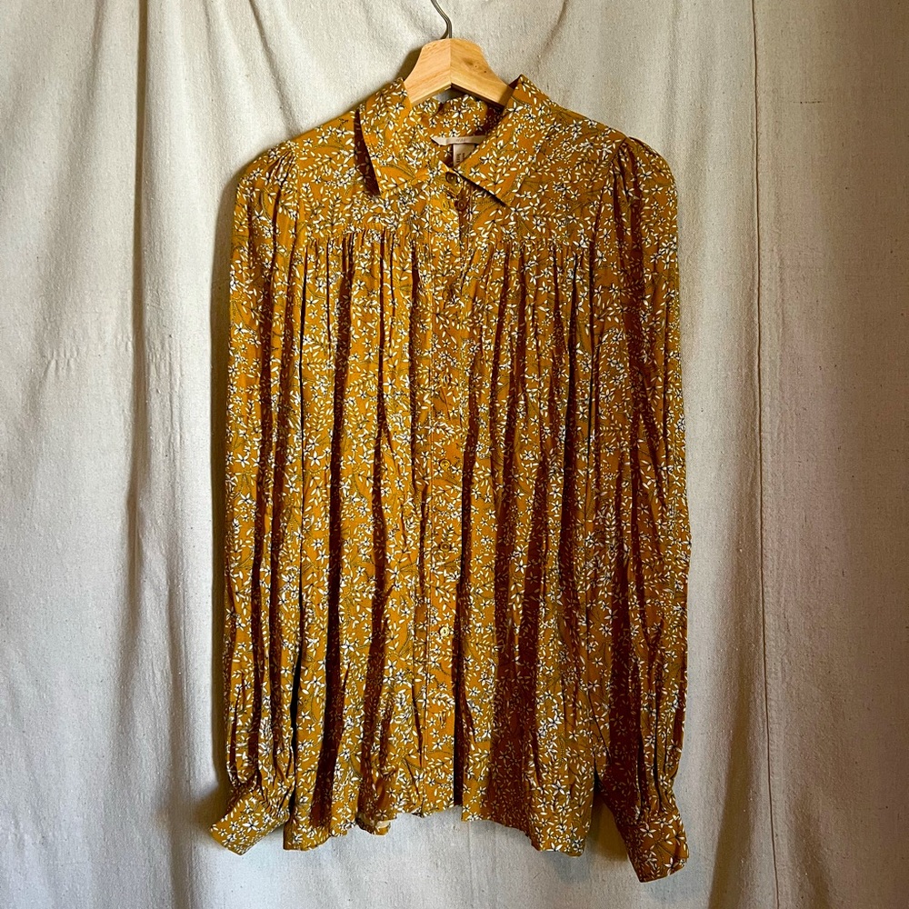 Lovely mustard floral blouse